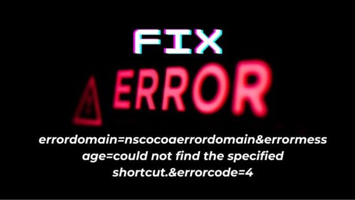 Errordomain=nscocoaerrordomain&errormessage=could not find the specified shortcut.&errorcode=4